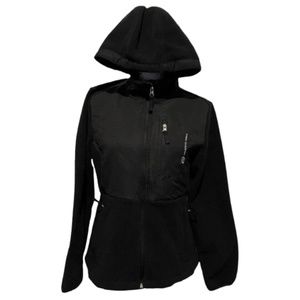 FREE COUNTRY Jacket black long sleeve hooded Small Women's Microtech Fleece